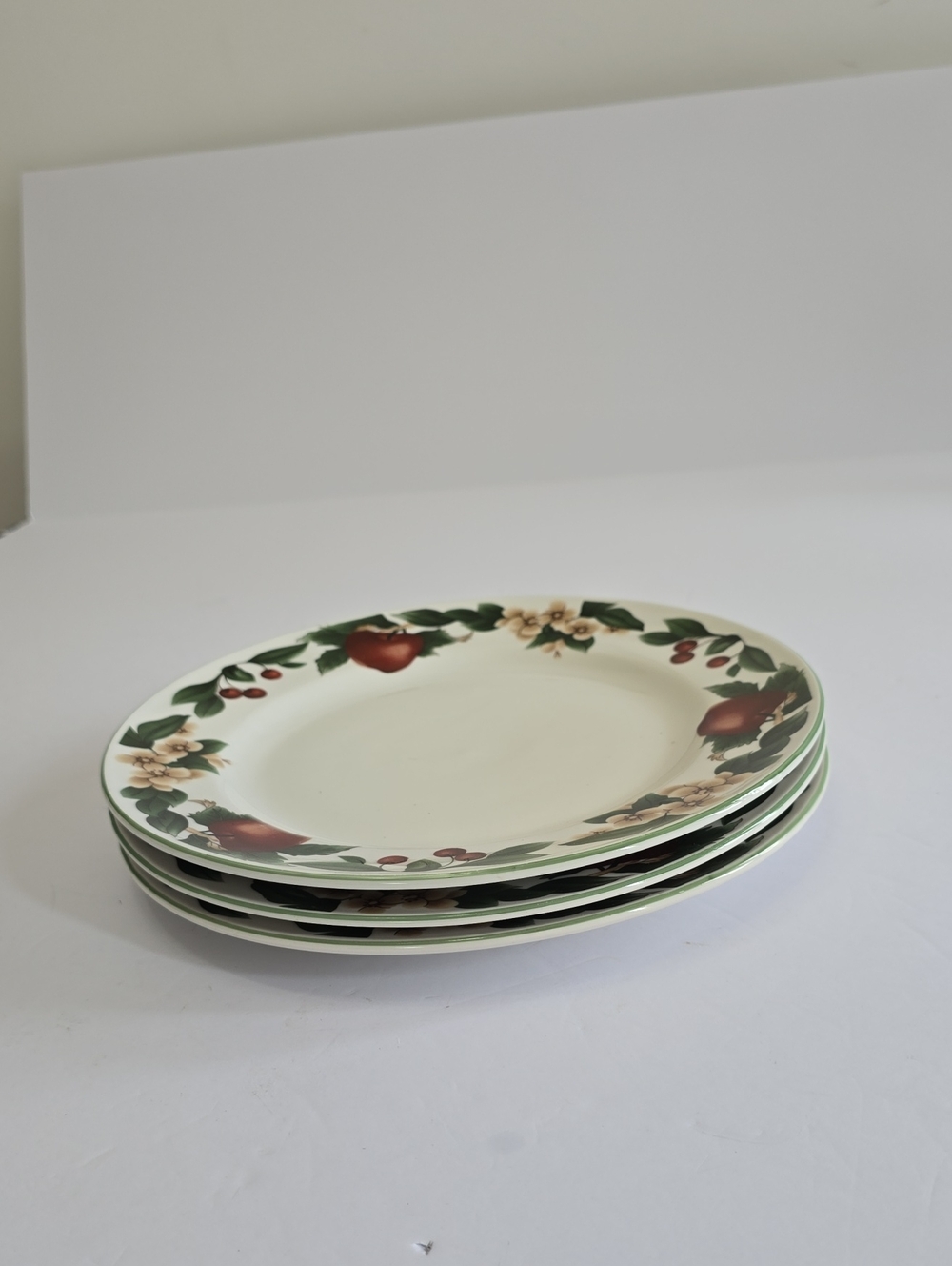 Citation Set Of 3 Cades Cove Dinner Plates Apple Orchard Ceramic10.5" - Picture 13 of 14